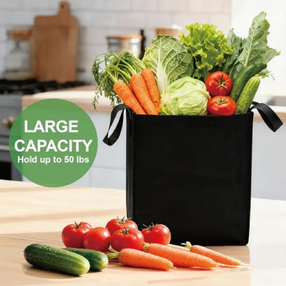 10 Pack Reusable Shopping Bags - 14.9x12.6x9.4 Inth Bulk Tote Bag for Grocery with 5 Pack Thick Plastic Bottom can Hold 50 Lbs, Foldable & Durable with Reinforced Handles