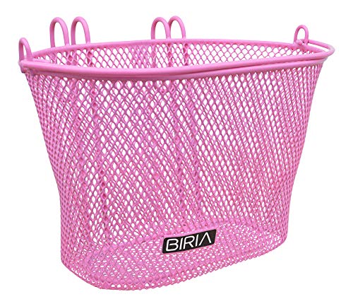 Basket with Hooks, Front, Removable, Wire mesh Small, Kids Bicycle Basket - color: Pink