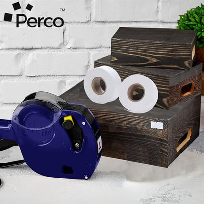 Perco 1 Line White Labels - 2,000 Blank Price and Date Gun Labels for Perco Lite, X, Plus and Pro 1 Line Price and Date Guns - 2 Rolls - Made in USA - size: 2 Rolls