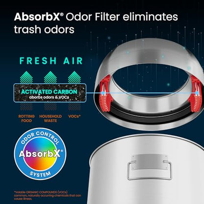 iTouchless 16 Gallon / 61 Liter Dual-Deodorizer Trash Can and Recycle Bin, Stainless Steel Commercial Grade Large 10 Inch, Home, Restaurant, Restroom, Office, Open Top, Round - color: Stainless Steel 16 Gal
