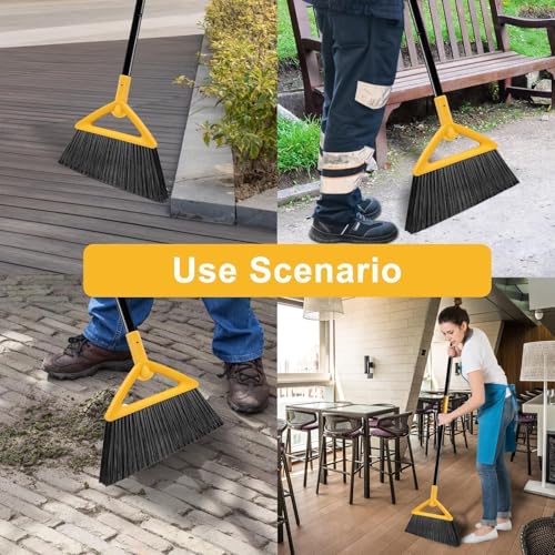 Heavy Duty Yellow Angle Broom with Long Handle - 1 Pack - color: 1pack Yellow