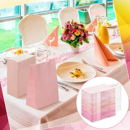 Tenceur 100 Pcs Pink Gradient Gift Paper Kraft Bags with Handle Party Favor - color: Pink