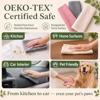 Solyra Non-Toxic Microfiber Kitchen Cleaning Cloths, 6 Pack, 12 x 12 in