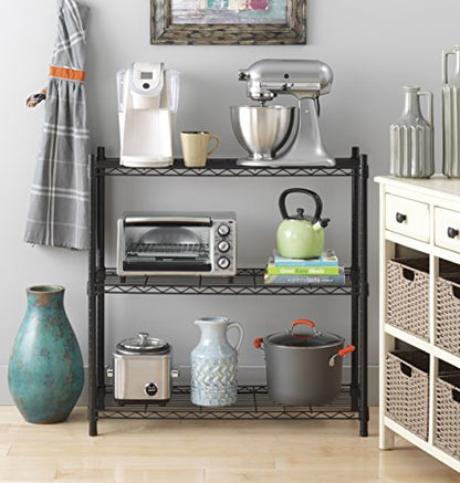 Whitmor 3 Tier Shelving Unit, Metal Shelving, Adjustable Wire Shelving - color: Black, size: 3-TIER,36"L x 14"W x 36"H