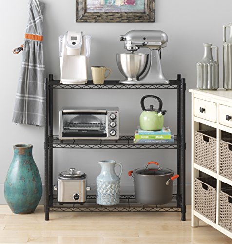 Whitmor 3 Tier Shelving Unit, Metal Shelving, Adjustable Wire Shelving - color: Black, size: 3-TIER,36"L x 14"W x 36"H