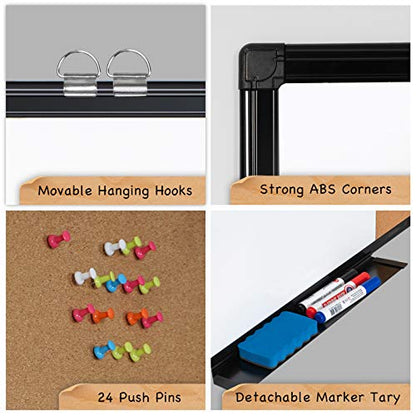 Maxtek Whiteboard and Cork Board Combo 36 x 24 in, Wall Mounted - size: 24" x 36"