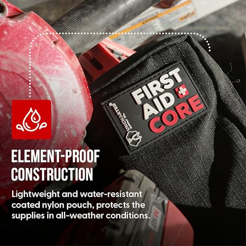 Uncharted Supply Co. First Aid Core – Travel-Size First Aid Kit with 30+ Pieces, Water-Resistant Nylon Pouch, MOLLE Attachment & Labeled Pockets – Compact Emergency Kit for Purse, Locker, Bag