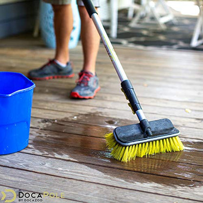 DOCA Scrub Brush 6-24 Ft with Long Handle Extension Pole - Outdoor Broom and Scrubbing Brush for House Floor, Deck, Patio, Car - Hard Brush - size: With Pole - 24 Ft, style: Hard Brush