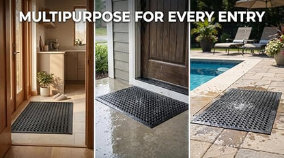 Lovinland Ourdoor Rubber Floor Mat for Outside Entrance 60"x35"