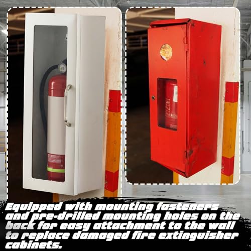 Zonon 1 Pcs 10lb Fire Extinguisher Cabinet Wall & Surface Mount, White - color: White