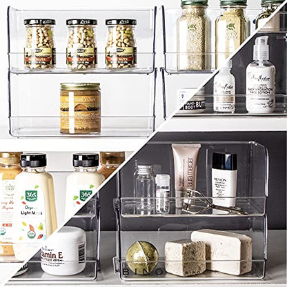 BINO | Stackable Plastic Storage Bins, Medium | THE MYRIAD COLLECTION | Multipurpose Bins | Pantry Organizers And Storage | Home Organization Containers | Clear Plastic Fridge Bin | Freezer Organizer