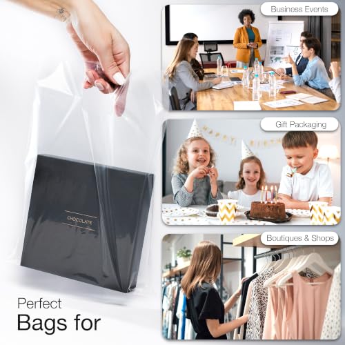Choice Marts 100 Clear Plastic Bags With Handles 9x12 Merchandise Bags - color: Clear