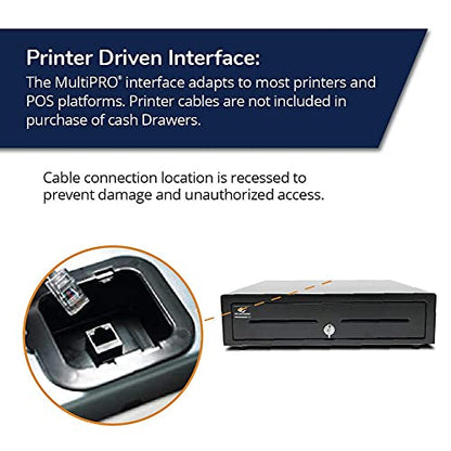 APG VB320-BL1616-B10 Vasario Series Standard-Duty Painted-Front Cash Drawer with MultiPRO 320 Interface, 24V, 16.2" x 4.3" x 16.3", Black