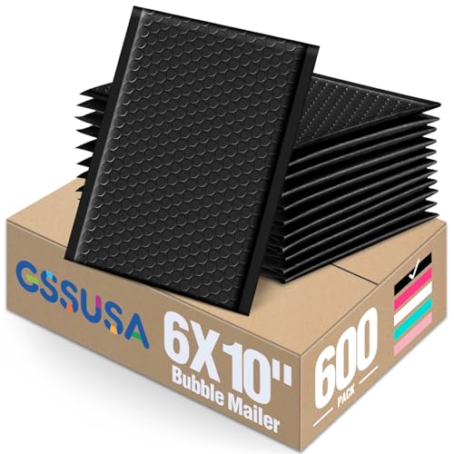 GSSUSA Black Bubble Mailers 6x10" 600 Pack Padded Envelopes Self Seal - color: Black, size: 6x10 600pc