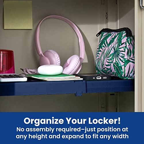 LockerMate Adjust-A-Shelf Locker Shelf, School Organizer, Blue - color: Blue