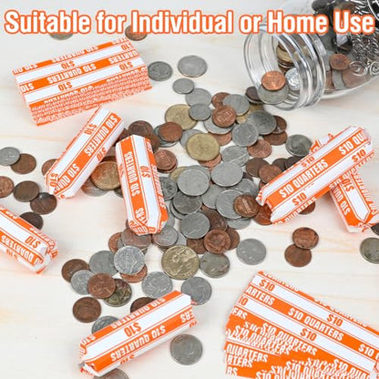 THEBLUETOUCH 100 pcs White Kraft Flat Coin Wrappers for Quarters - size: 100 Quarter Only