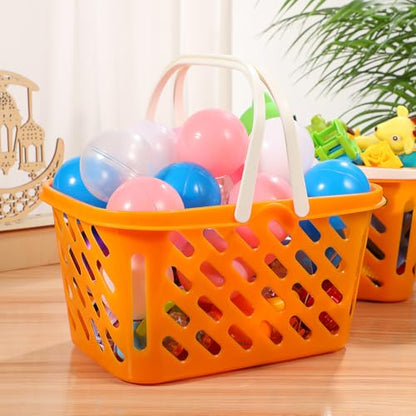 TOYANDONA 2pcs Shopping Basket Toys, Kids Grocery Basket with Handle for Kids Pretend Play Grocery Basket Toys