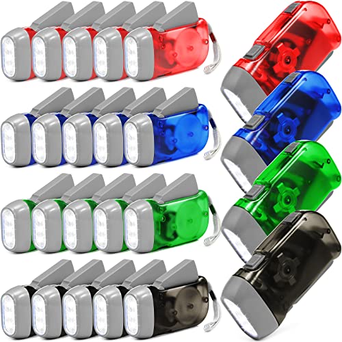 Mudder 24 Hand Crank Flashlight, Red, Blue, Green, Yellow - color: Green, Grey, Blue, Red
