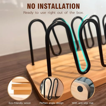 UdoUto Hat Organizer for Baseball Caps, 2 Pack Wood & Metal Hat Rack - color: Natural wood