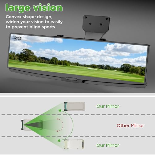 10L0L Golf Cart Mirror Rear View Extra Wide 180 Degree Panoramic for Yamaha EZGO Club Car and Others - style: With Light Bead