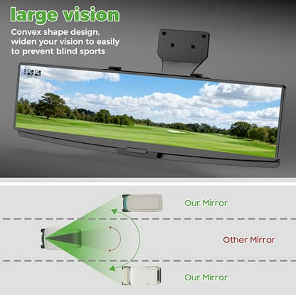 10L0L Golf Cart Mirror Rear View Extra Wide 180 Degree Panoramic for Yamaha EZGO Club Car and Others - style: With Light Bead