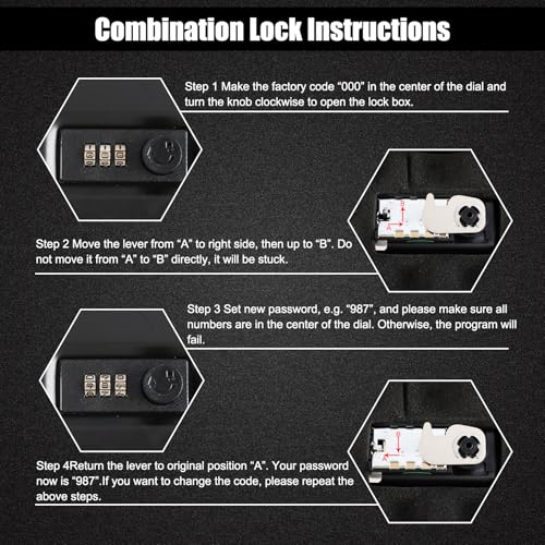Dalmbox Compact Portable Handgun Pistol Gun Safe Lock Box for Car & Travel - size: 9.4" x 6.4" x 1.8"