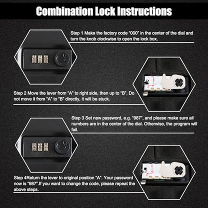 Dalmbox Compact Portable Handgun Pistol Gun Safe Lock Box for Car & Travel - size: 9.4" x 6.4" x 1.8"