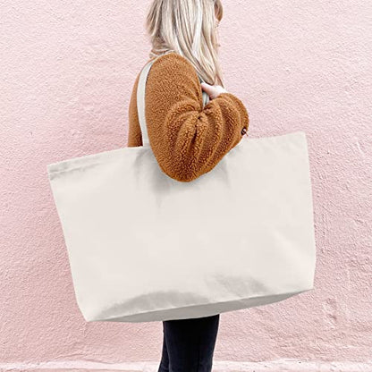 Large Canvas Tote Bag Reusable Extra Big Grocery Bags - color: Natural