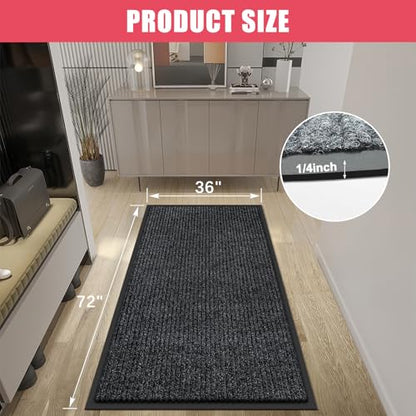Kuyal Front Door Mat, 3'x6' Indoor Outdoor Entrance Mat - size: 36" x 72"