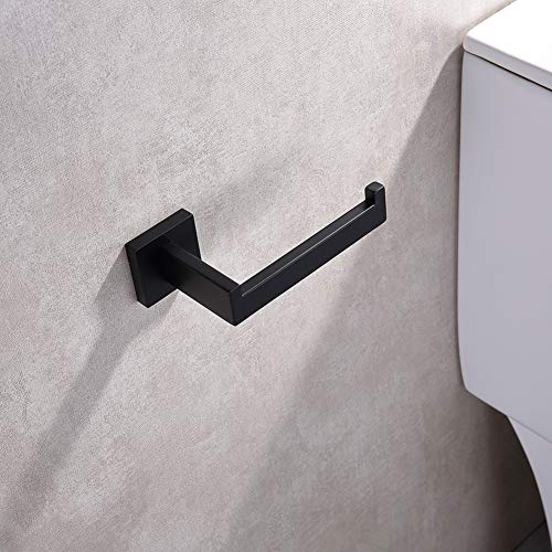 TASTOS Toilet Paper Holder Matte Black, Toilet Tissue Roll Holders Dispenser and Hangers Wall Mounted for Bathroom & Kitchen, Stainless Steel Modern Square Style - color: Matte Black, size: Square (1 pack)