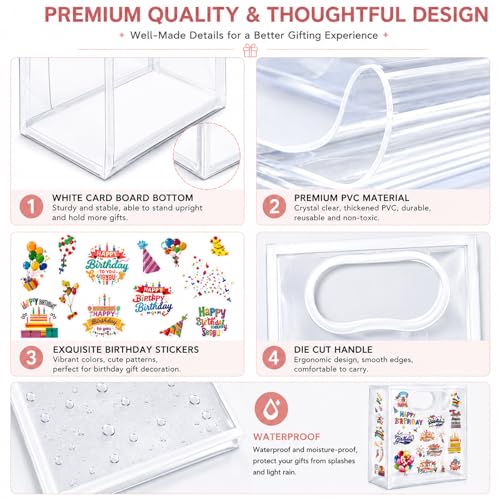 SHIPKEY 10 PCS Clear Gift Bags with Handles, Small White PVC Party Bag - color: White - Small