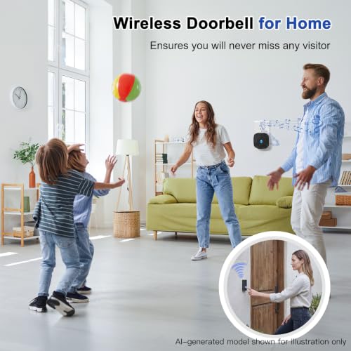 Wireless Doorbell with 2 Buttons, Waterproof Door Bells & Chimes Wireless - size: 2 Buttons + 1 Receiver