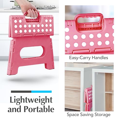 Handy Laundry Folding Step Stool 9 Inch 2 Pack, Holds 300 lbs, Non-Slip - color: Pink, size: 9 Inch 2-Pack