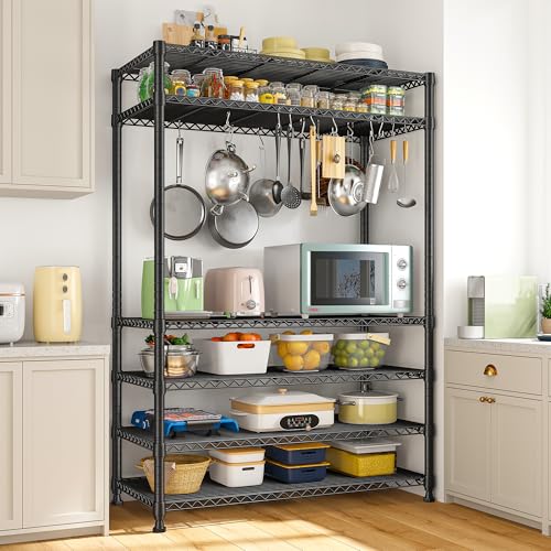 REIBII 6 Tier Metal Shelving, Space Saving & Shelf Adjustable for Kitchen - size: 【6 Tier】75"H X 35"W X 14"D