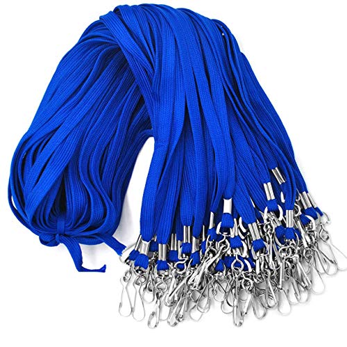 Beebel Lanyards 100 Pack Blue Lanyards with Swivel Hook Clips for ID Name Badge Holder - color: Blue, size: 100 Pack