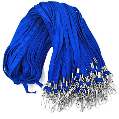 Beebel Lanyards 100 Pack Blue Lanyards with Swivel Hook Clips for ID Name Badge Holder - color: Blue, size: 100 Pack
