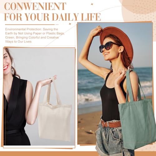 Epakh 8 Pack Canvas Tote Bag Bulk with Zipper, 16.5 x 13 Inch, Boho - color: Boho, size: 16.5 x 13 Inch