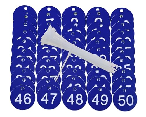 ONLYKXY Plastic Number Tag 1-50 Numbered Marking Identification Hang Tags Luggage Labels ID Tag with Rings for Organized Coded Key Box Cabinet Plant Coding Tag (Navy Blue) - color: Navy Blue