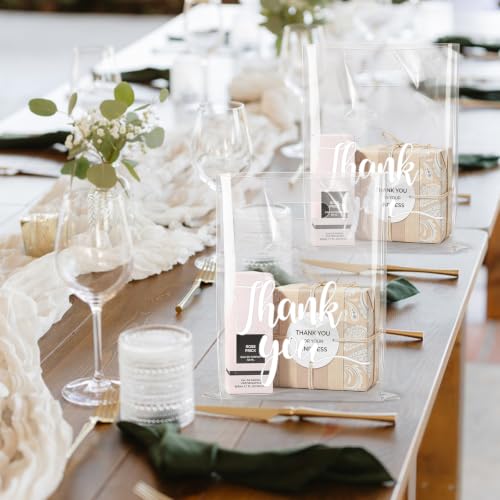 100 Pack Clear Thank You Shopping Bags for Small Business 9x12 Inch - color: Clear