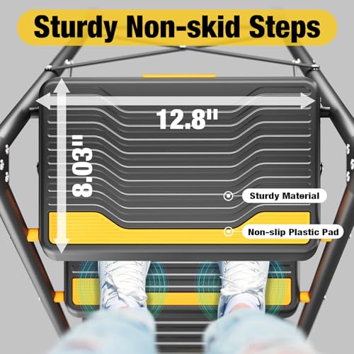 Urackify 3 Step Ladder, Heavy-Duty 800lb Capacity, Wide Anti-Slip Steps & Secure Handrail Compact, Folding Step Stool Portable Design for Home, Kitchen, Office, Pantry, Closet Use, Black - size: 3-step
