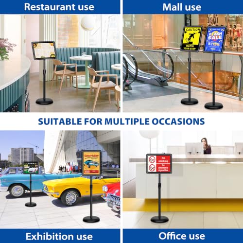 2Pack 8.5x11 Sign Stand - Adjustable Floor Standing Sign Holder - color: Black, size: 8.5"x11"-2Pack