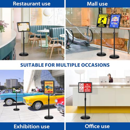 2Pack 8.5x11 Sign Stand - Adjustable Floor Standing Sign Holder - color: Black, size: 8.5"x11"-2Pack