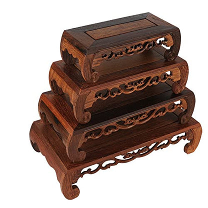 Chinese Wooden Base Handmade Rosewood Carved Craft Pedestal - size: 11.0x5.5x3.0 in