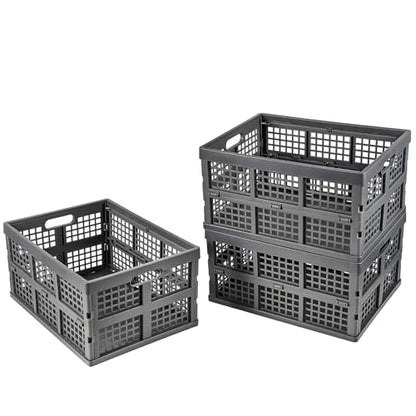 Aebeky 3-Pack Plastic Collapsible Storage Crates-30L,Foldable Plastic Crates for Storage (Gray) - color: Gray