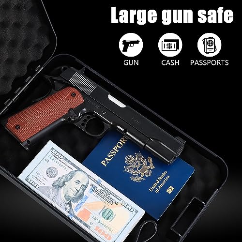 Dalmbox Compact Portable Handgun Pistol Gun Safe Lock Box for Car & Travel - size: 11.4” x 7.3“ x 2.6”