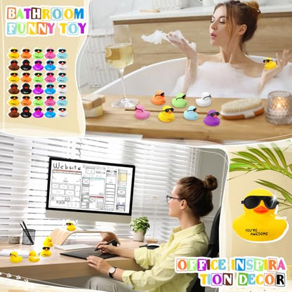 Deekin 20 Sets Thank You Gift Inspirational Mini Rubber Ducks with Cards