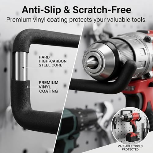 INCLY 36 Pack 1/4" Pegboard Drill Holder Tool Utility Hooks - size: 36 Pack