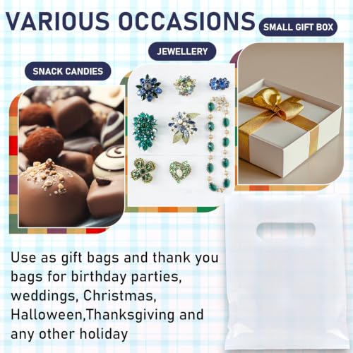 Maitys Clear 300 Pcs Small Plastic Bags with Handles 5x7 for Business - color: Clear