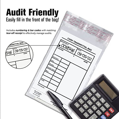 BankSupplies Cash Transmittal Bags Tamper Evident 6W x 9H Case of 100 - color: Clear, size: 6 x 9 inches | Case of 100