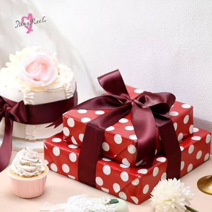 MAYREEL 1.5 inch Burgundy Double Faced Satin Ribbon 50 Yards - color: Burgundy, size: 1-1/2 Inch